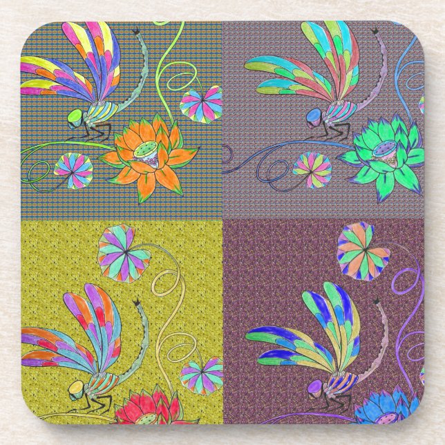Posavasos Collage de la libélula (Frente)