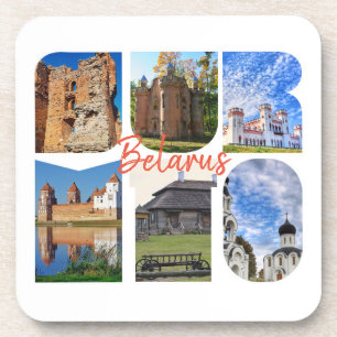Posavasos Collage de monumentos de Bielorrusia Arquitectura