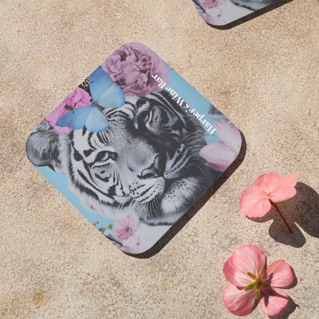 Posavasos Collage de tigres y mariposas pop retro (Subido por el creador)