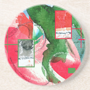 Posavasos collage del arte abstracto, técnicas mixtas y