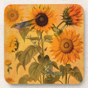 Posavasos Collage del girasol dorado