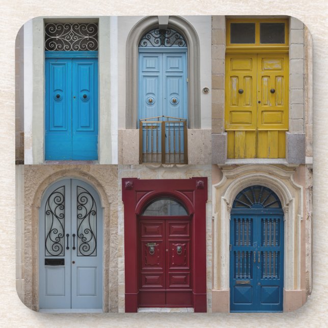 Posavasos Collage of colorful front doors (Frente)