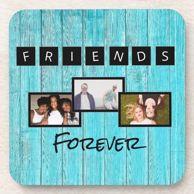 Posavasos Collage personalizado de fotos de plantillas de dí (Frente)