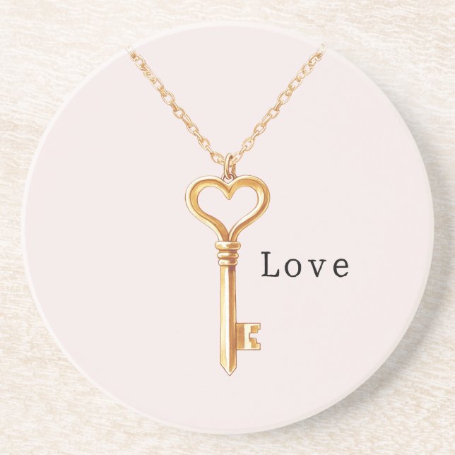 Posavasos Collar de Corazón con Cadena de Oro Amor (Frente)