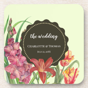 Posavasos Color cálido boda Floral Primavera Floral Pintado