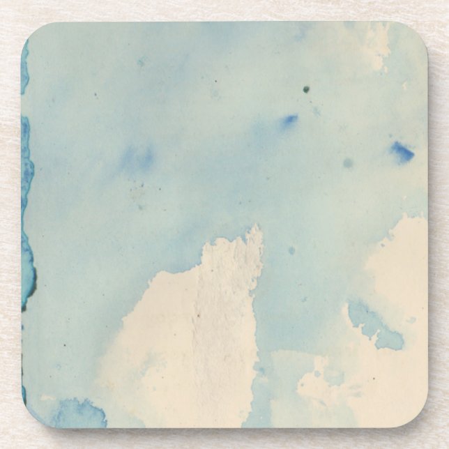 Posavasos Color de agua azul en papel de cosecha (Frente)