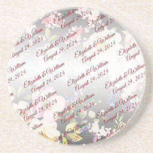 Posavasos Color de agua rosas amarillas rosas rosas, negro b