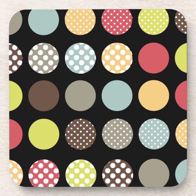 Posavasos Color de fondo PixDezines Retro Polka Dots/DIY (Frente)