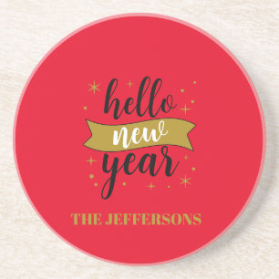 Posavasos Color dorado Feliz Año Nuevo Navidad alegre