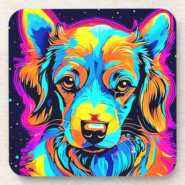 Posavasos Color eléctrico Pop Canine Art (Frente)