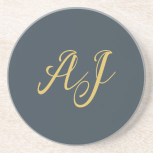 Posavasos Color Oro Carbón Monograma Inicial Profesional