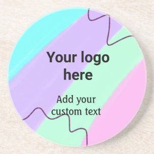 Posavasos Color pastel simple, añade tu logotipo, texto pers