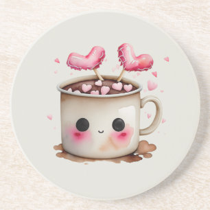 Posavasos Color rosa y crema suave chocolate caliente