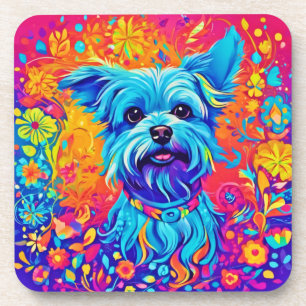 Posavasos Color Splash: Pintura de cachorro maltés