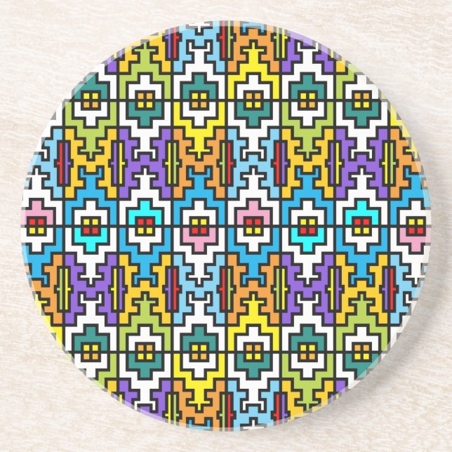 Posavasos Colores brillantes Patrón africano (Frente)