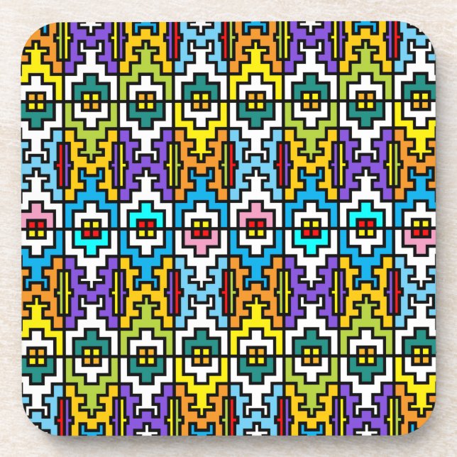 Posavasos Colores brillantes Patrón africano (Frente)