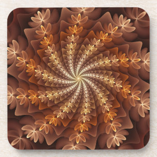 Posavasos Colores Cálidos, Patrón de Arte Fractal Moderno Al
