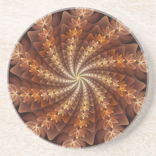 Posavasos Colores Cálidos, Patrón de Arte Fractal Moderno Al