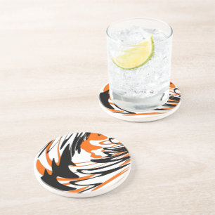 Posavasos Colores de Bengala Líneas Naranjas y Negras Ondula