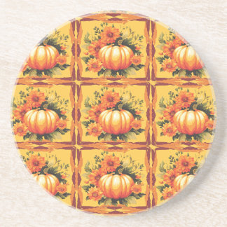 Posavasos Colores de caída con calabaza, flores