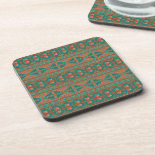 Posavasos Colores de cobre Teal del suroeste Patrón geométri