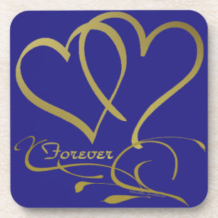 Posavasos Colores de fondo editables Forever Hearts Gold