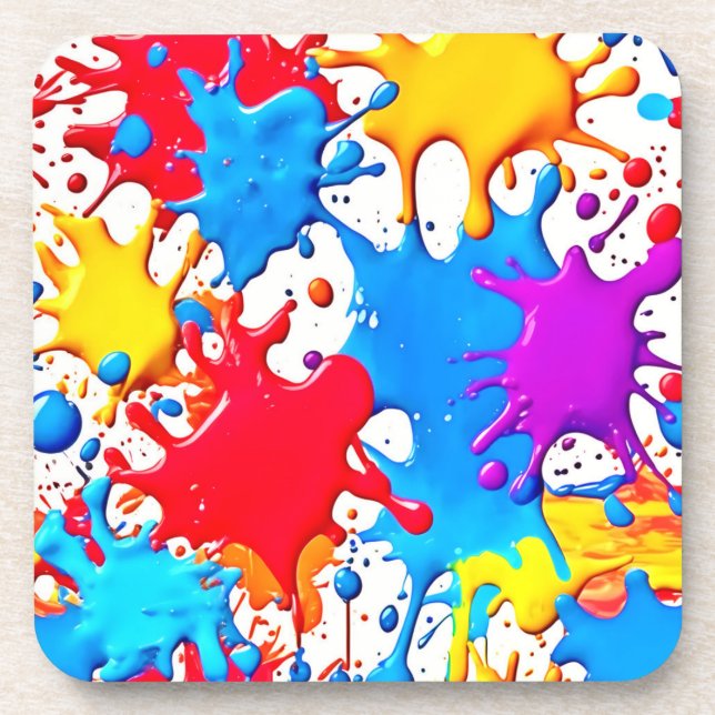 Posavasos Colores de neón vibrantes (Frente)