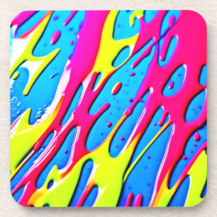 Posavasos Colores fluidos: Obra maestra de resumen de goteo