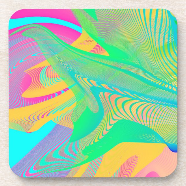 Posavasos COLORES FLUO - Arte Fractal - (Frente)