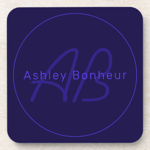 Posavasos Colores Modernos de Morado Oscuro Nombre y Monog