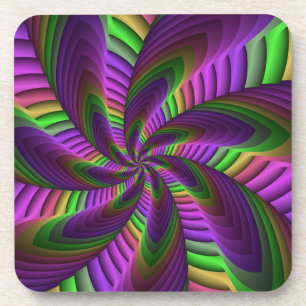 Posavasos Colores Neon Flash Crazy Colorous Patrón Fractal