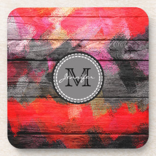 Posavasos Colores pintados Monograma de madera n.º 8