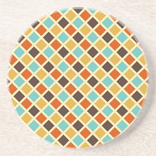 Posavasos Colores Retro Rojo Amarillo Azul Diamante Cuadricu
