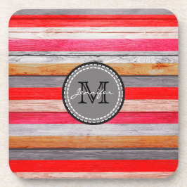 Posavasos Colores vintage Madera Aspecto Monograma #9