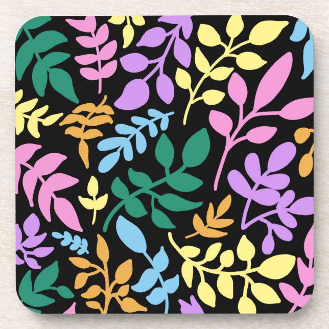 Posavasos Colorful foliage in black background (Frente)