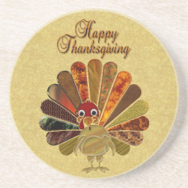 Posavasos Colorful Happy Thanksgiving Turkey