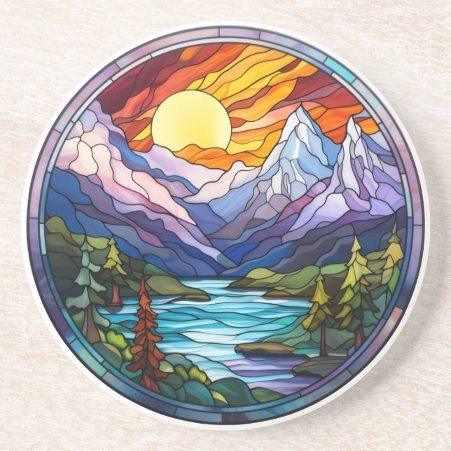 Posavasos Colorful Mountain Landscape Coaster (Frente)