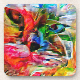 Posavasos Colorida abstracción de arte de gatos expresionist