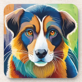 Posavasos Colorida cara de perro cerca