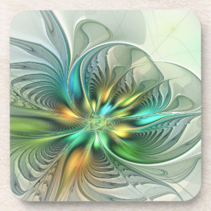 Posavasos Colorida Fantasía Moderna Abstracto Flor Fractal
