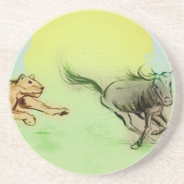 Posavasos Colorida persecución de animales salvajes, esparad