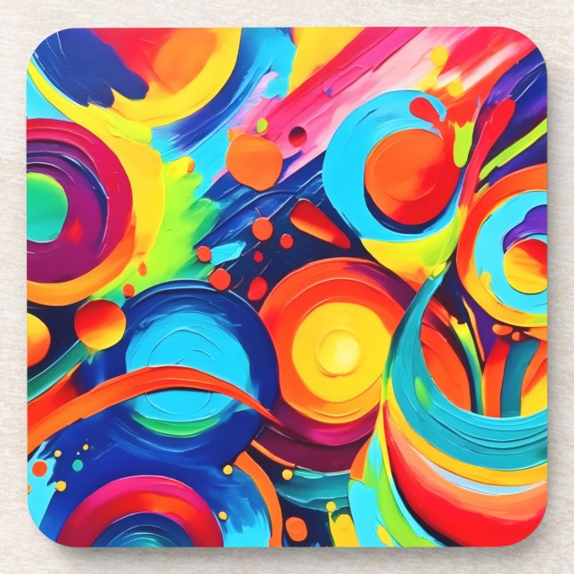 Posavasos Colorida pintura de caos cósmico (Frente)