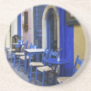 Posavasos Colorida puerta azul y revestimiento de hotel anti