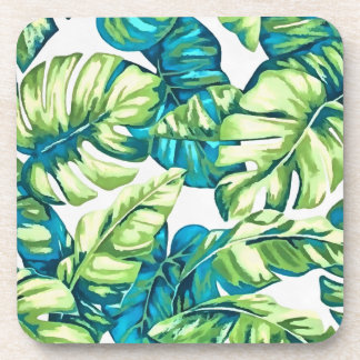 Posavasos Coloridas hojas tropicales de Banana y Monstera