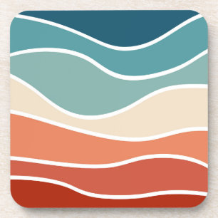 Posavasos Coloridas olas de estilo retro