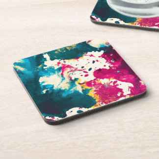Posavasos Colorido Abstract Splatter Paint Verde azulado y m