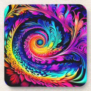 Posavasos Colorido arte en espiral psicodélico