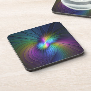 Posavasos Colorido Con Azul Moderno Resumen Arte Fractal