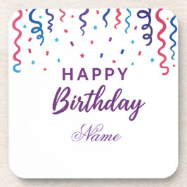 Posavasos Colorido Confetti Feliz cumpleaños