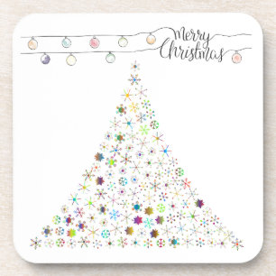 Posavasos Colorido copo de nieve Feliz Fiesta de Árbol de Na